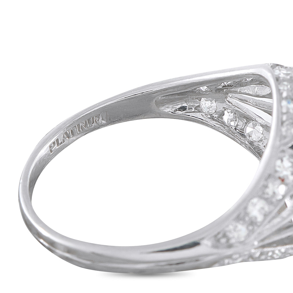 Platinum 2.0ct Diamond and Sapphire Art Deco Ring