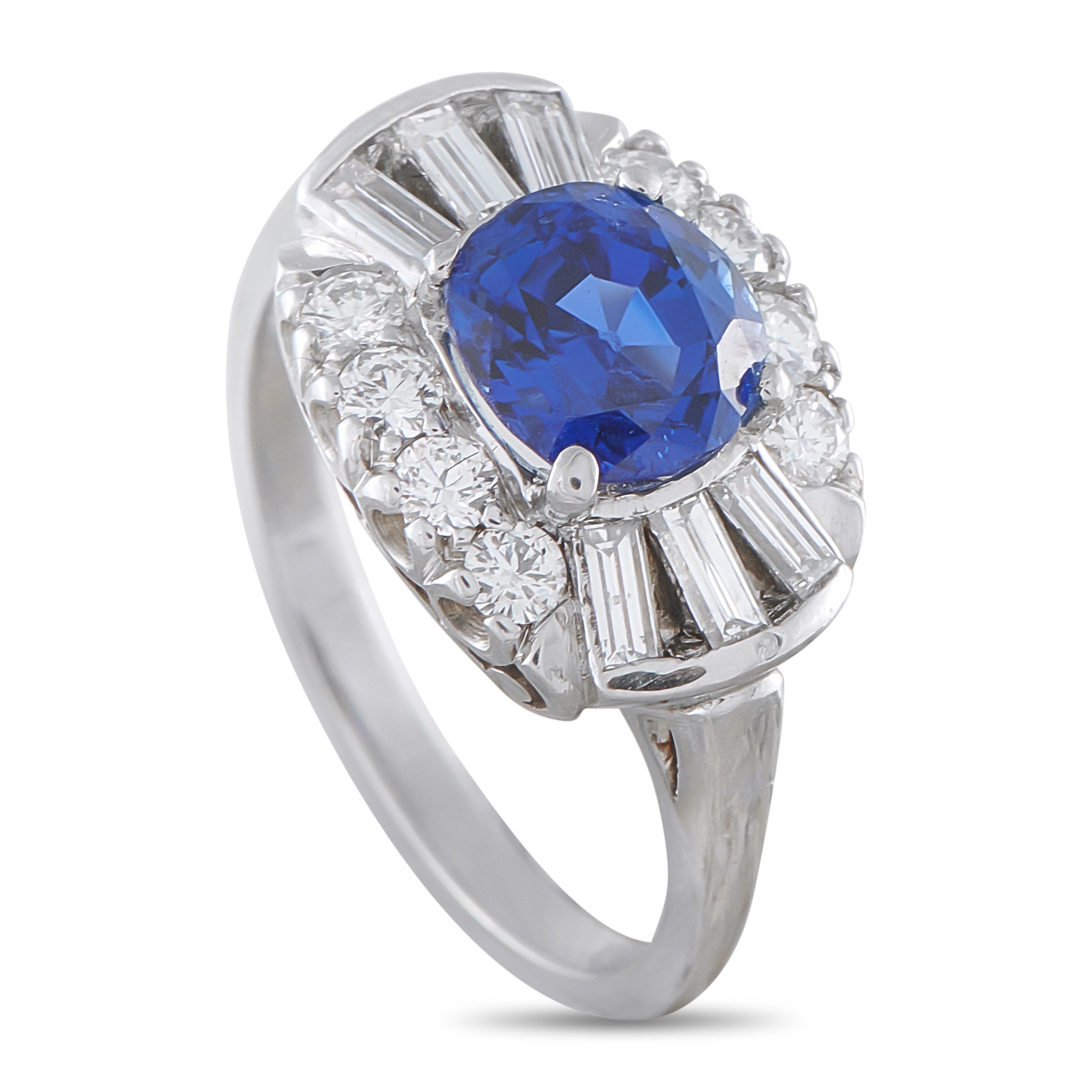 Platinum 0.70ct Diamond and Sapphire Ring