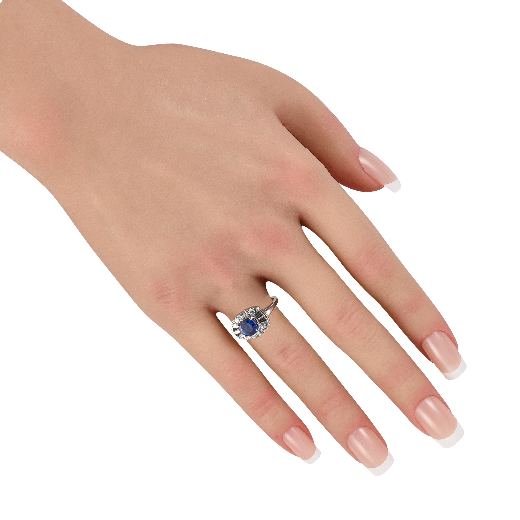 Platinum 0.70ct Diamond and Sapphire Ring