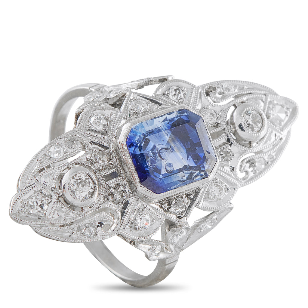 Platinum 0.40ct Diamond and Sapphire Ring