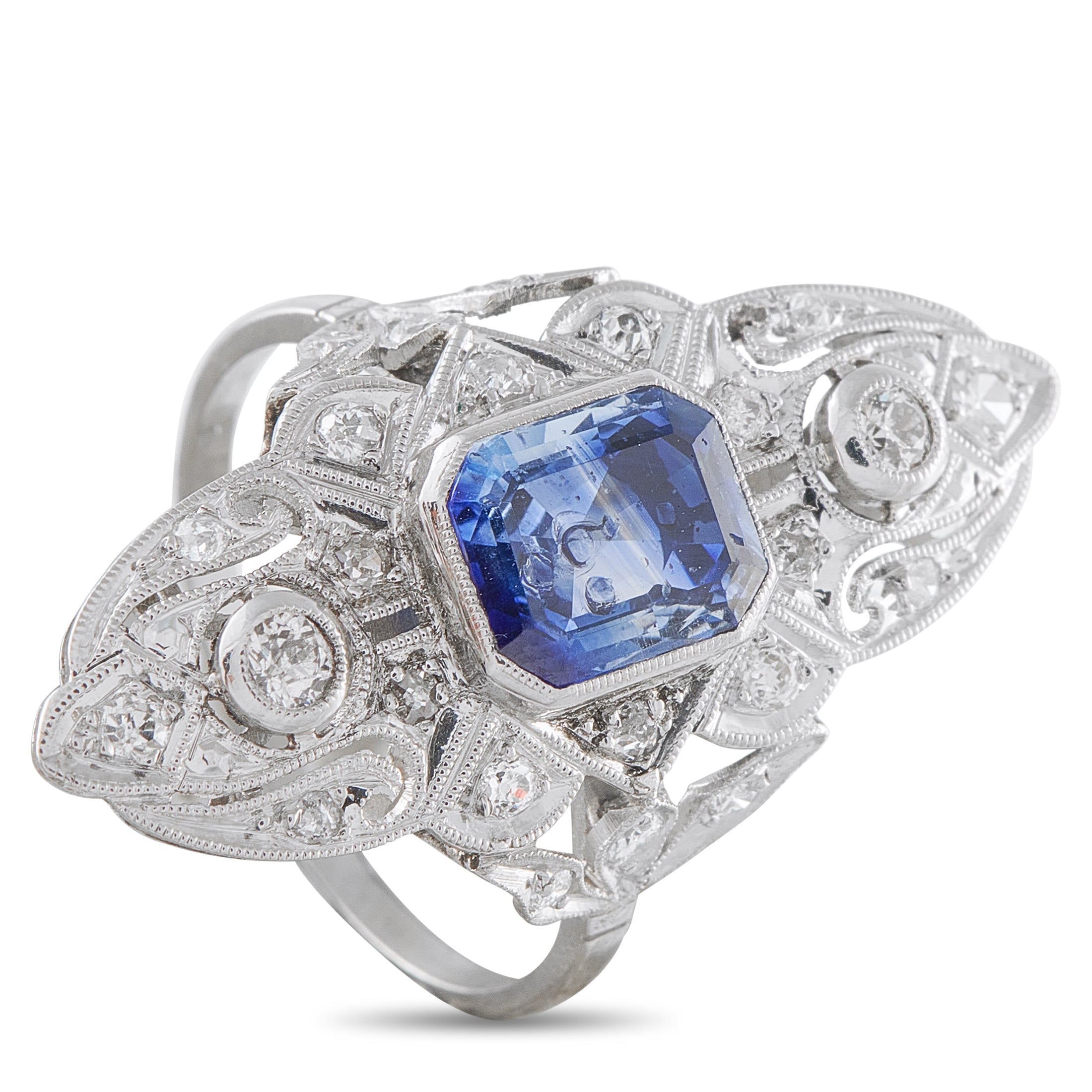 Platinum 0.40ct Diamond and Sapphire Ring
