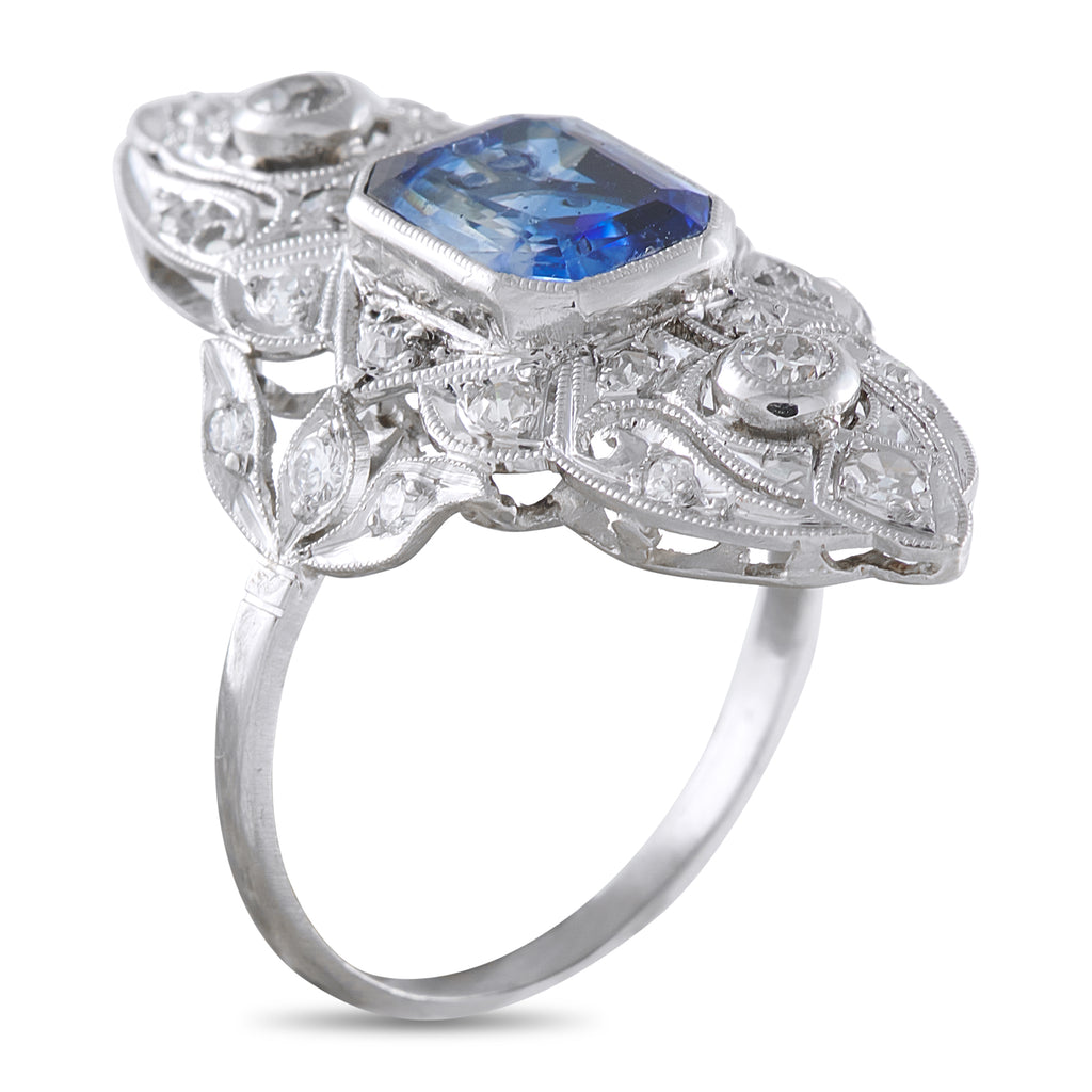 Platinum 0.40ct Diamond and Sapphire Ring