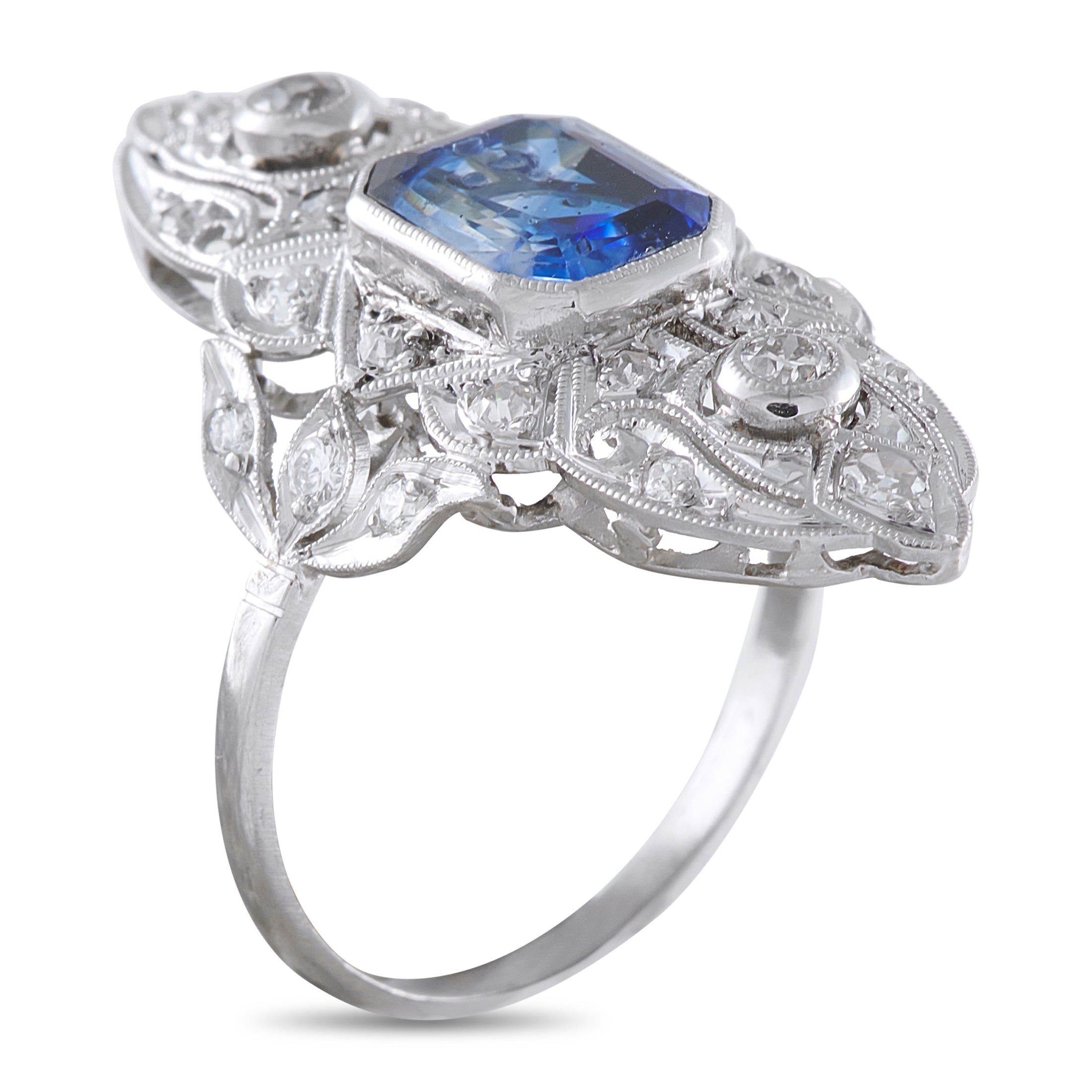 Platinum 0.40ct Diamond and Sapphire Ring