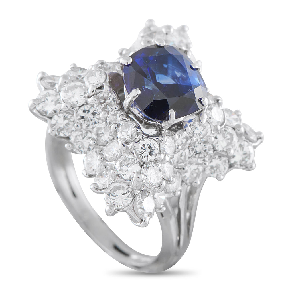 Platinum 2.10ct Diamond and Sapphire Ring