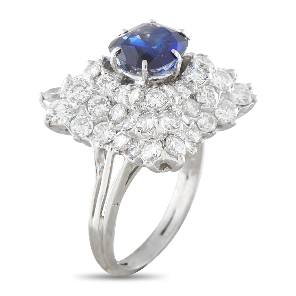 Platinum 2.10ct Diamond and Sapphire Ring