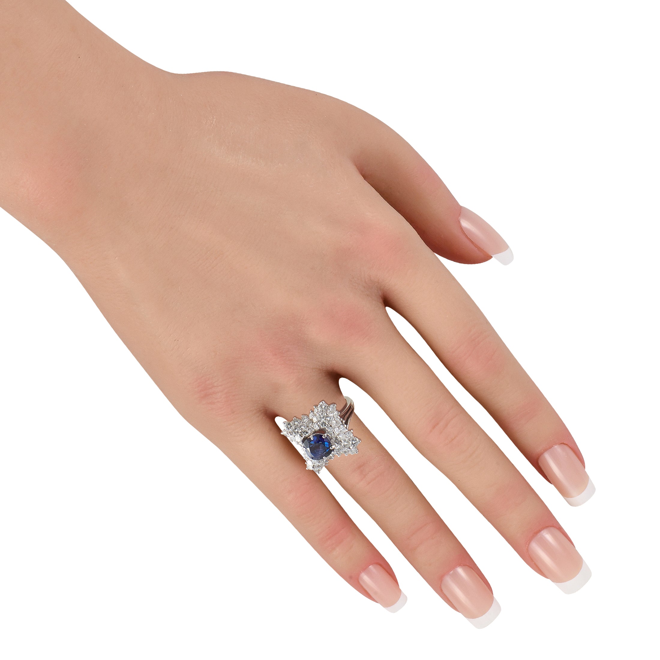 Platinum 2.10ct Diamond and Sapphire Ring