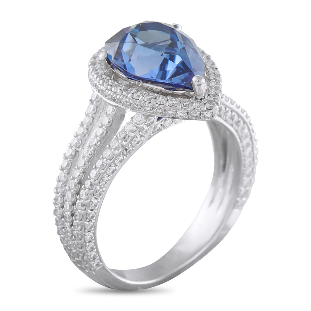 Platinum 1.0ct Diamond and Sapphire Ring