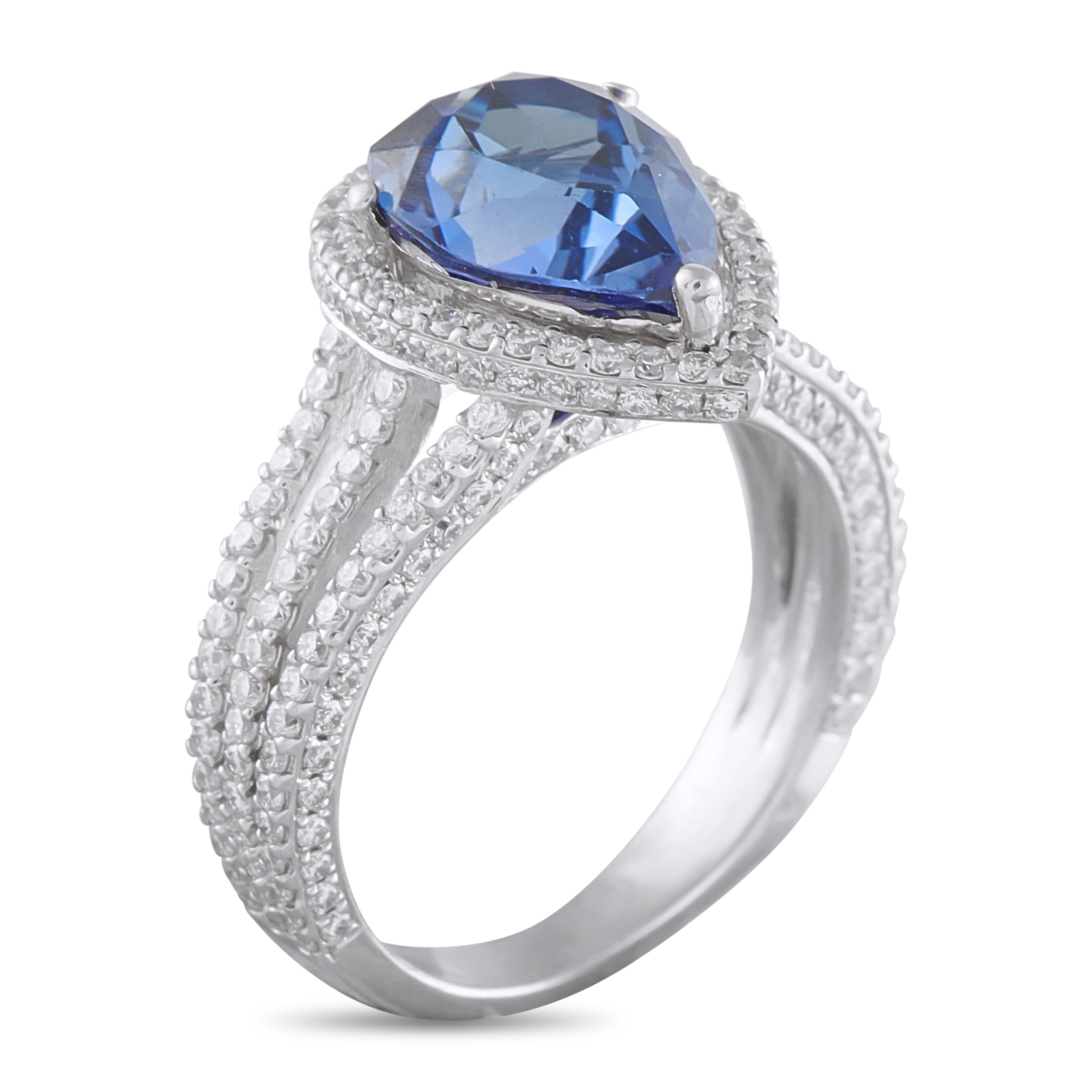 Platinum 1.0ct Diamond and Sapphire Ring