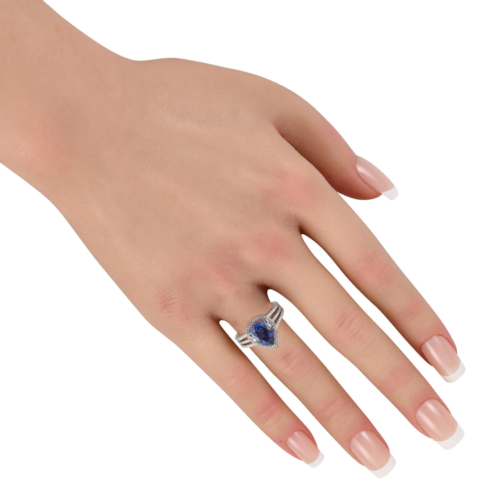 Platinum 1.0ct Diamond and Sapphire Ring