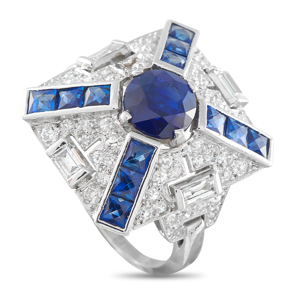 Platinum 1.50ct Diamond and Sapphire Ring