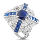 Platinum 1.50ct Diamond and Sapphire Ring