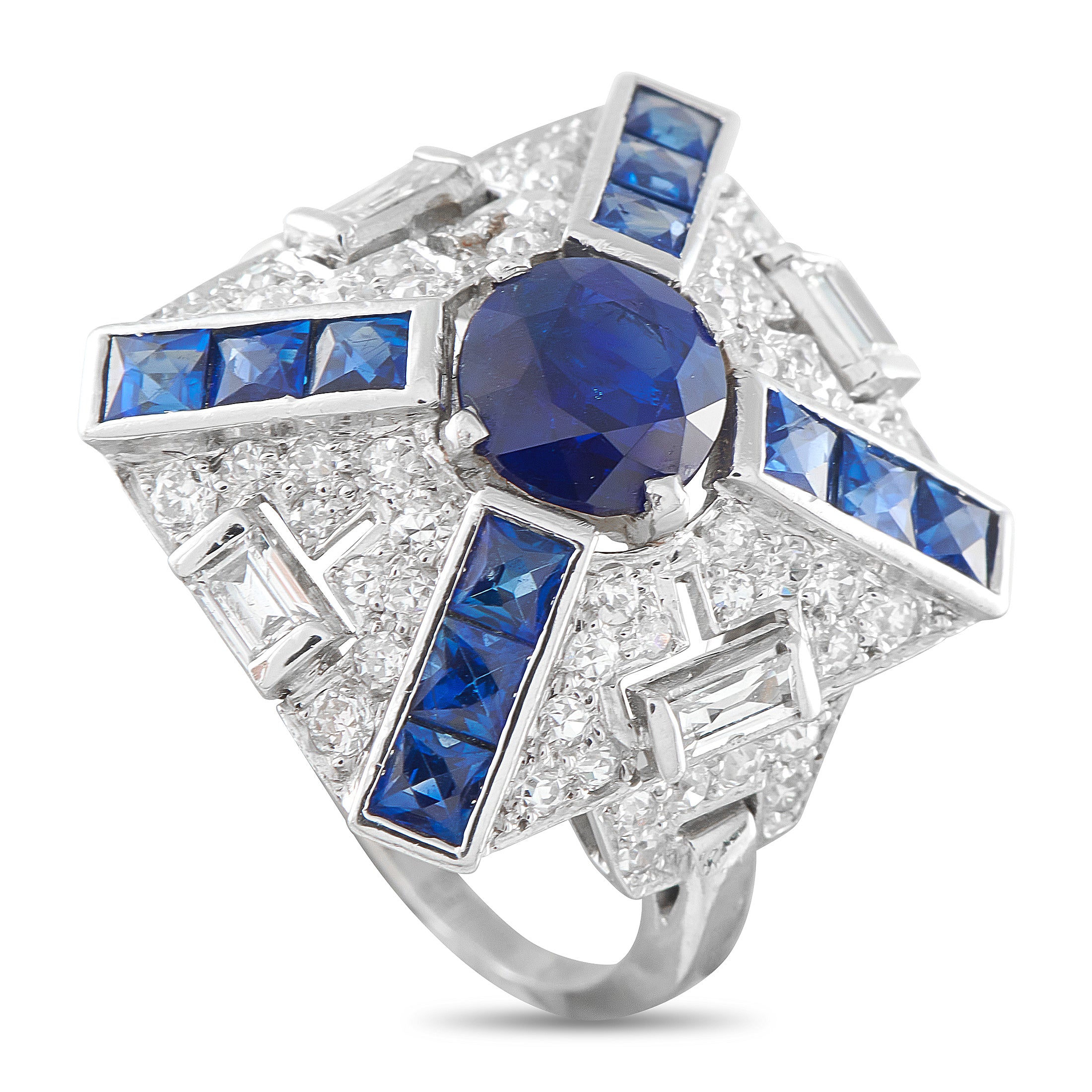 Platinum 1.50ct Diamond and Sapphire Ring