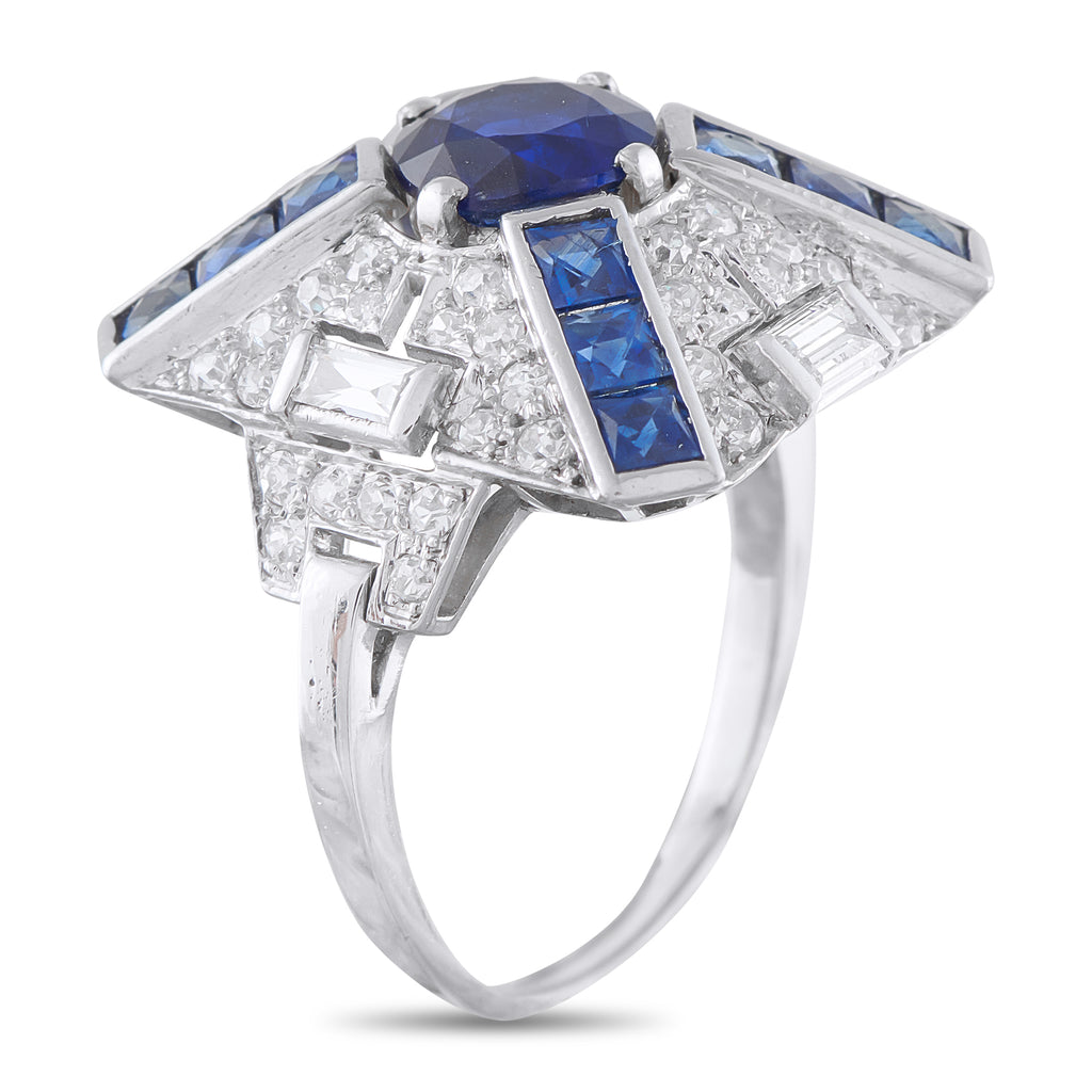 Platinum 1.50ct Diamond and Sapphire Ring