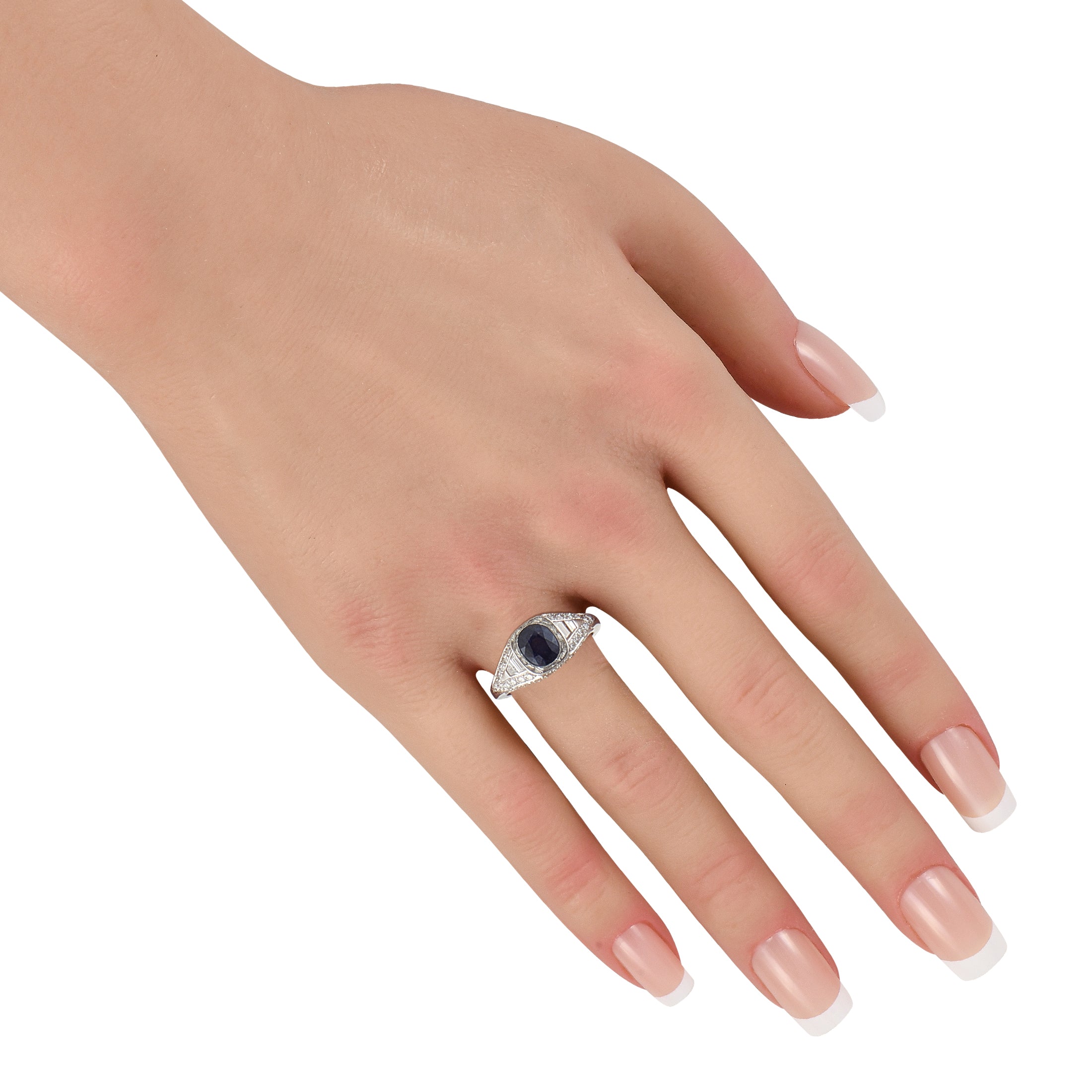 Platinum 0.62ct Diamond and Sapphire Ring