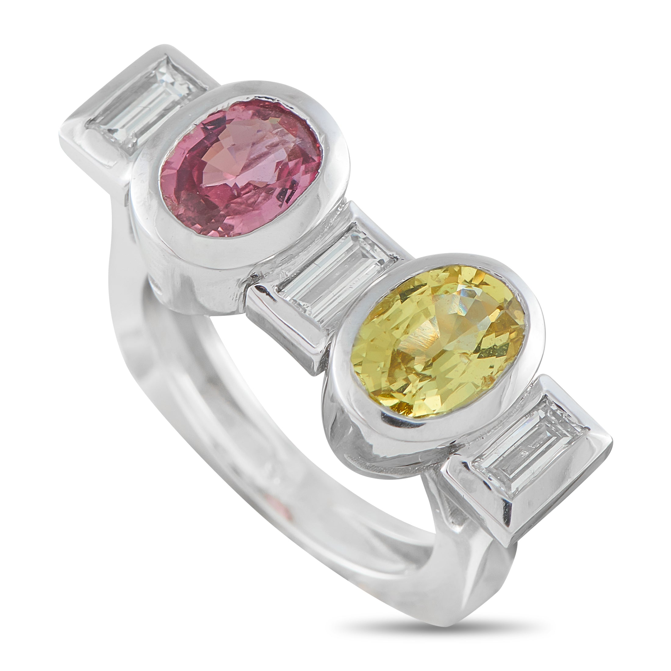 Platinum 0.66ct Diamond and Sapphire Ring