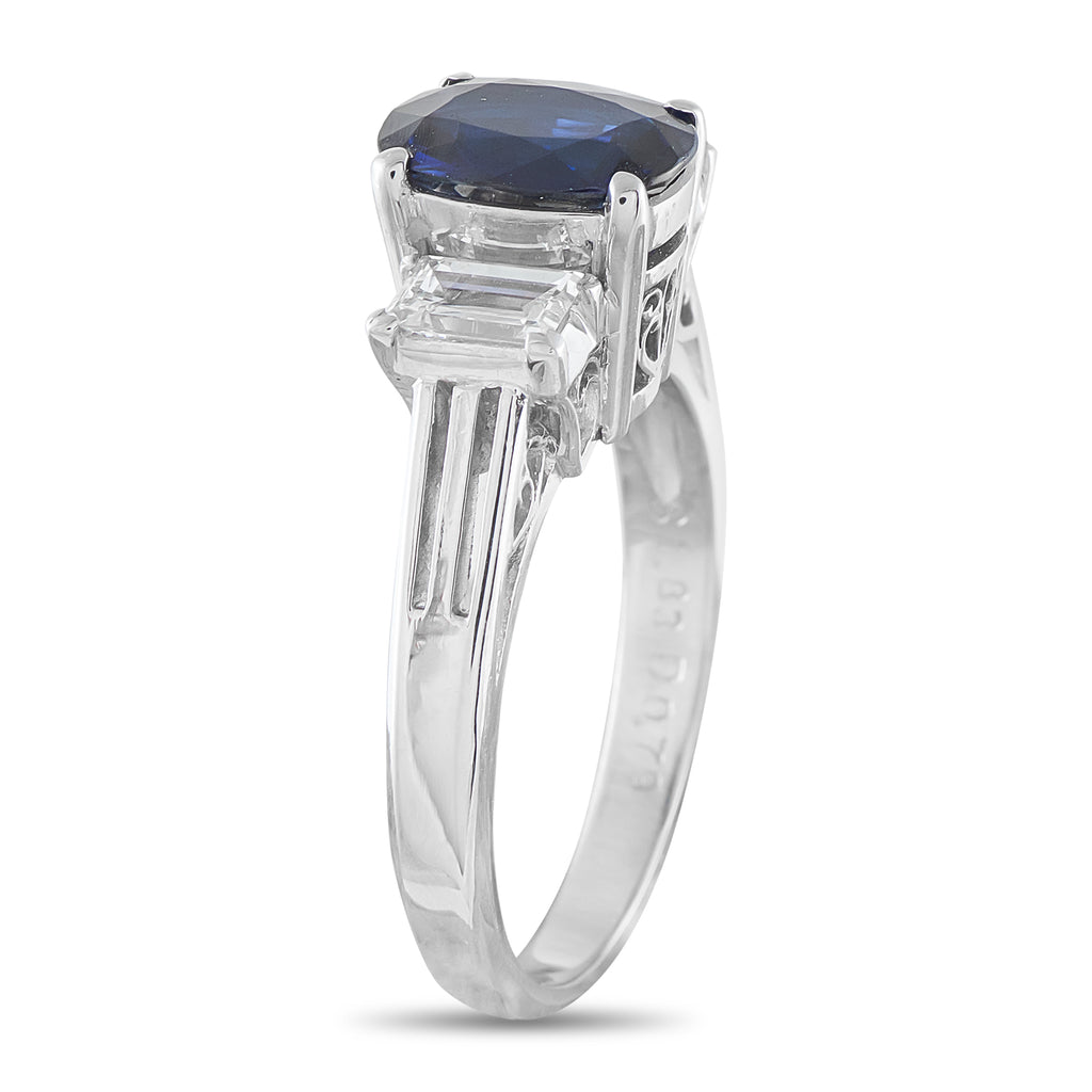Platinum 0.79ct Diamond and Sapphire Ring