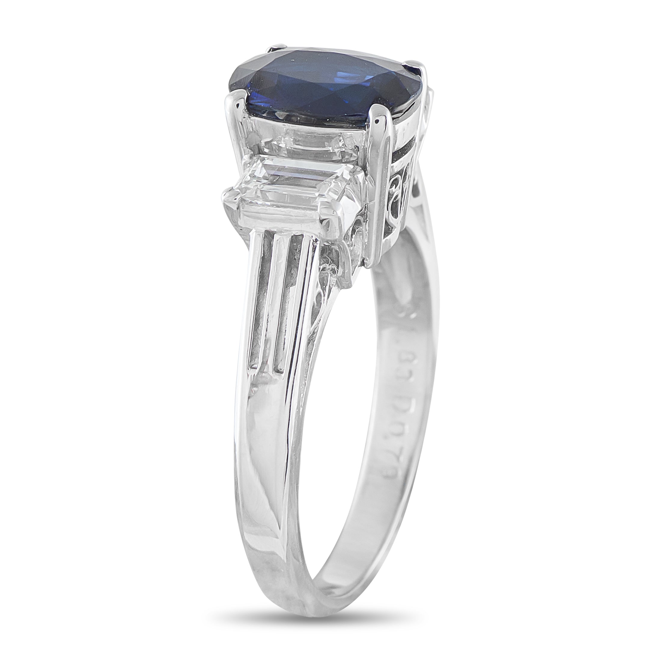 Platinum 0.79ct Diamond and Sapphire Ring