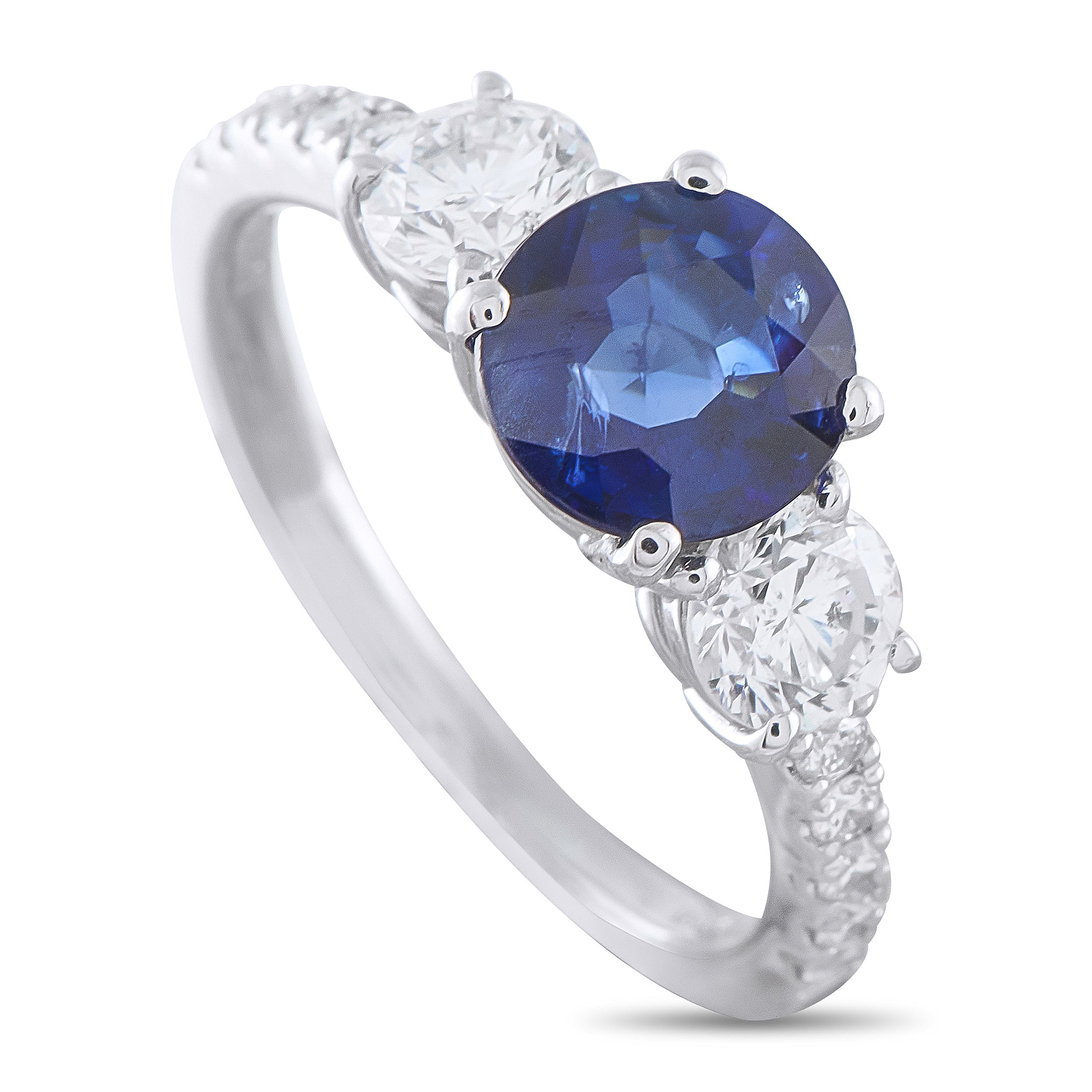 Platinum 0.77ct Diamond and Sapphire Ring
