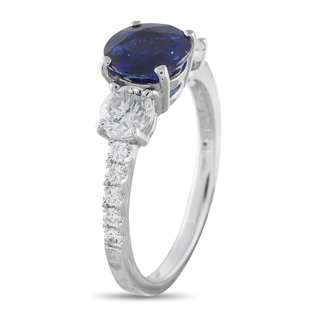 Platinum 0.77ct Diamond and Sapphire Ring