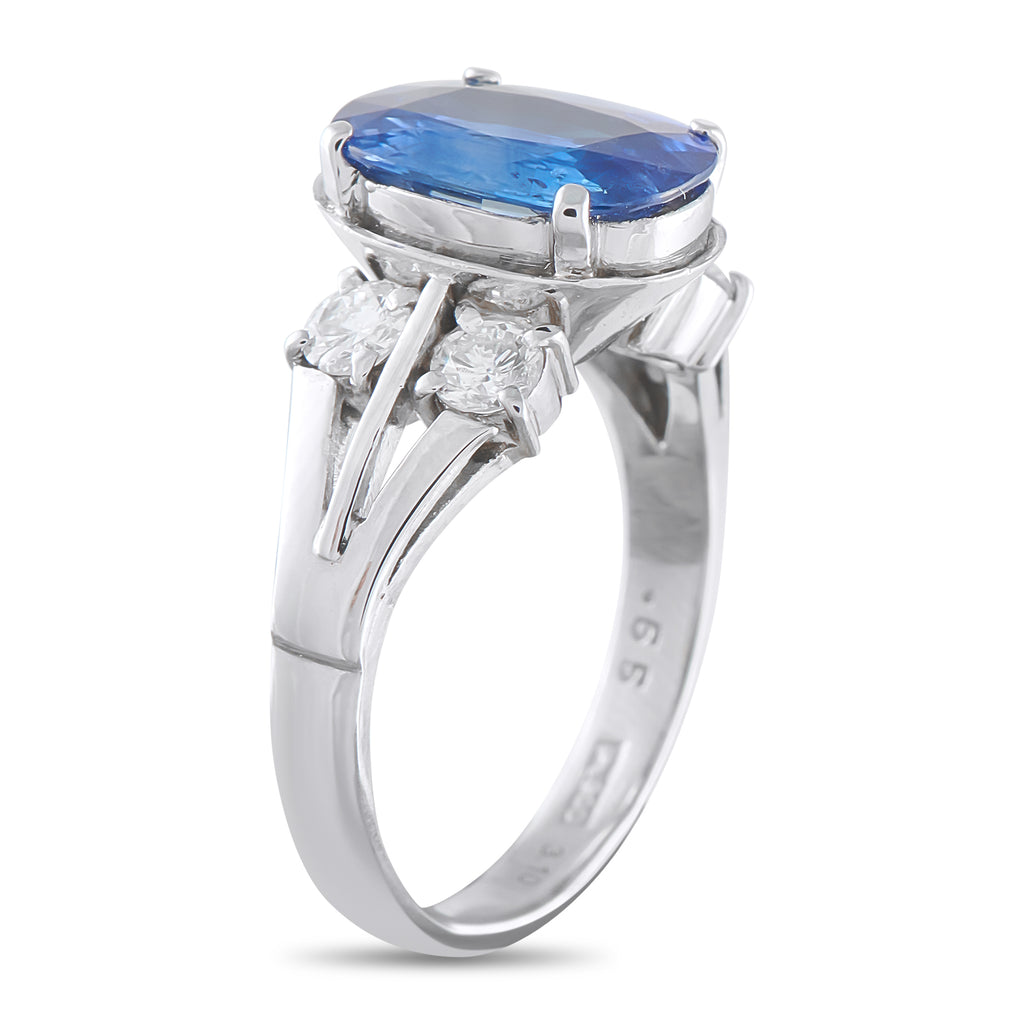 Platinum 0.55ct Diamond and Sapphire Ring