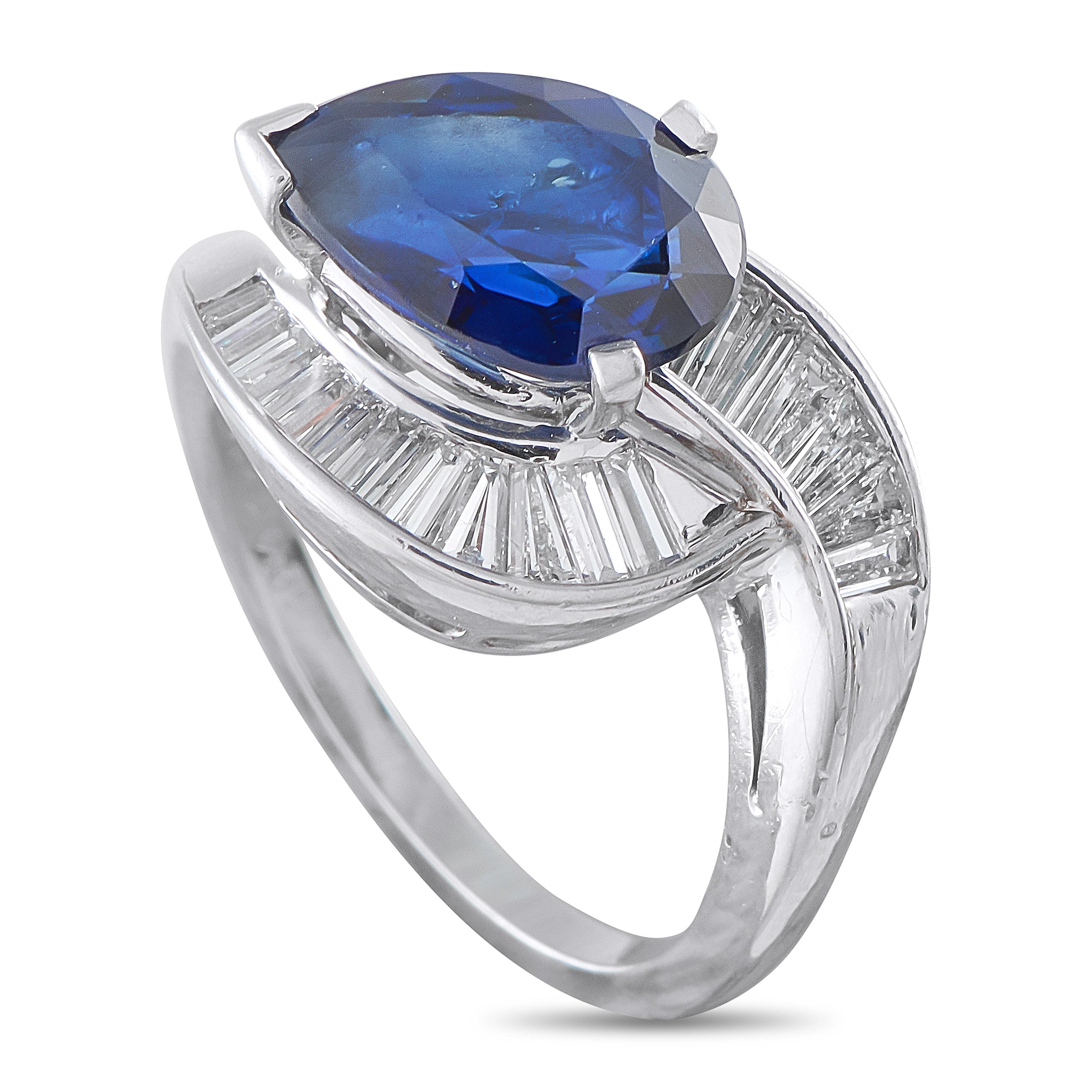 Platinum 1.0ct Diamond and Sapphire Ring