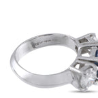 Platinum 0.98ct Diamond and Sapphire Three-Stone Ring