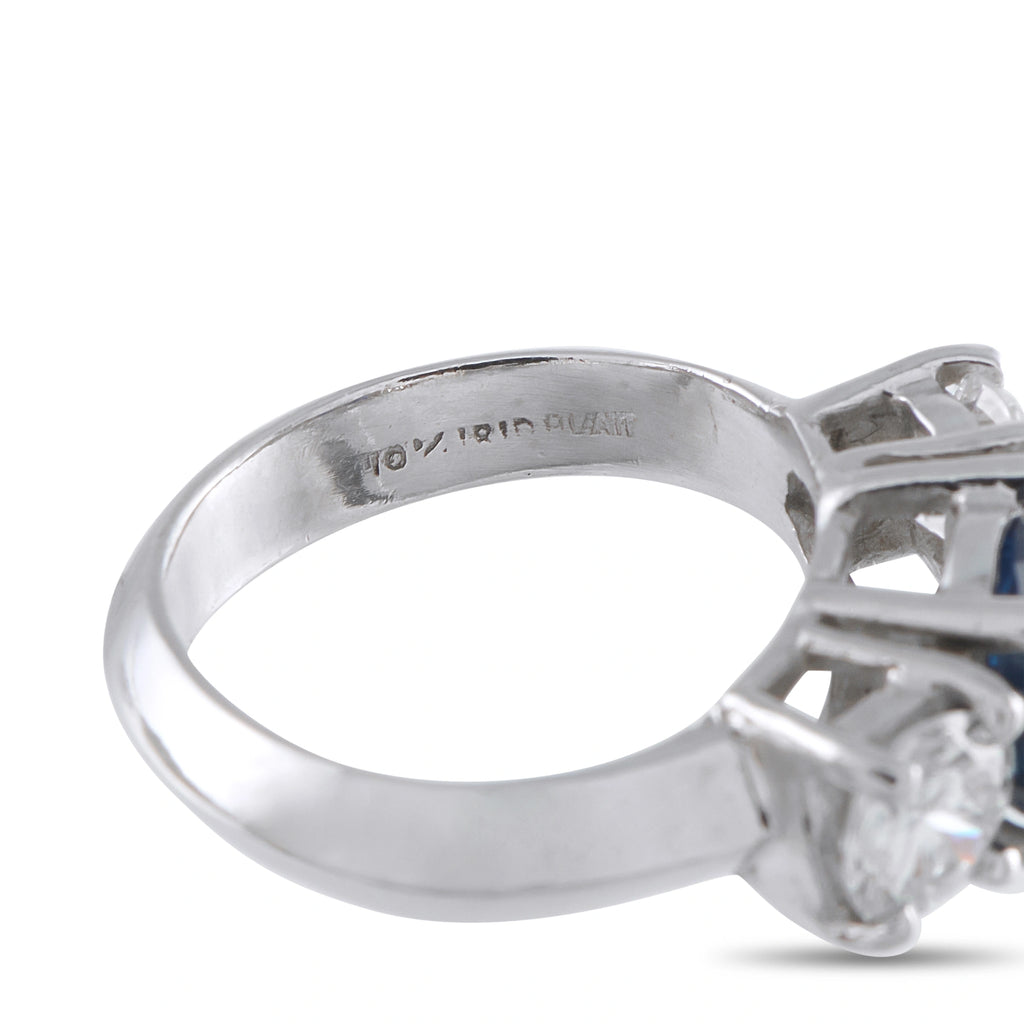 Platinum 0.98ct Diamond and Sapphire Three-Stone Ring