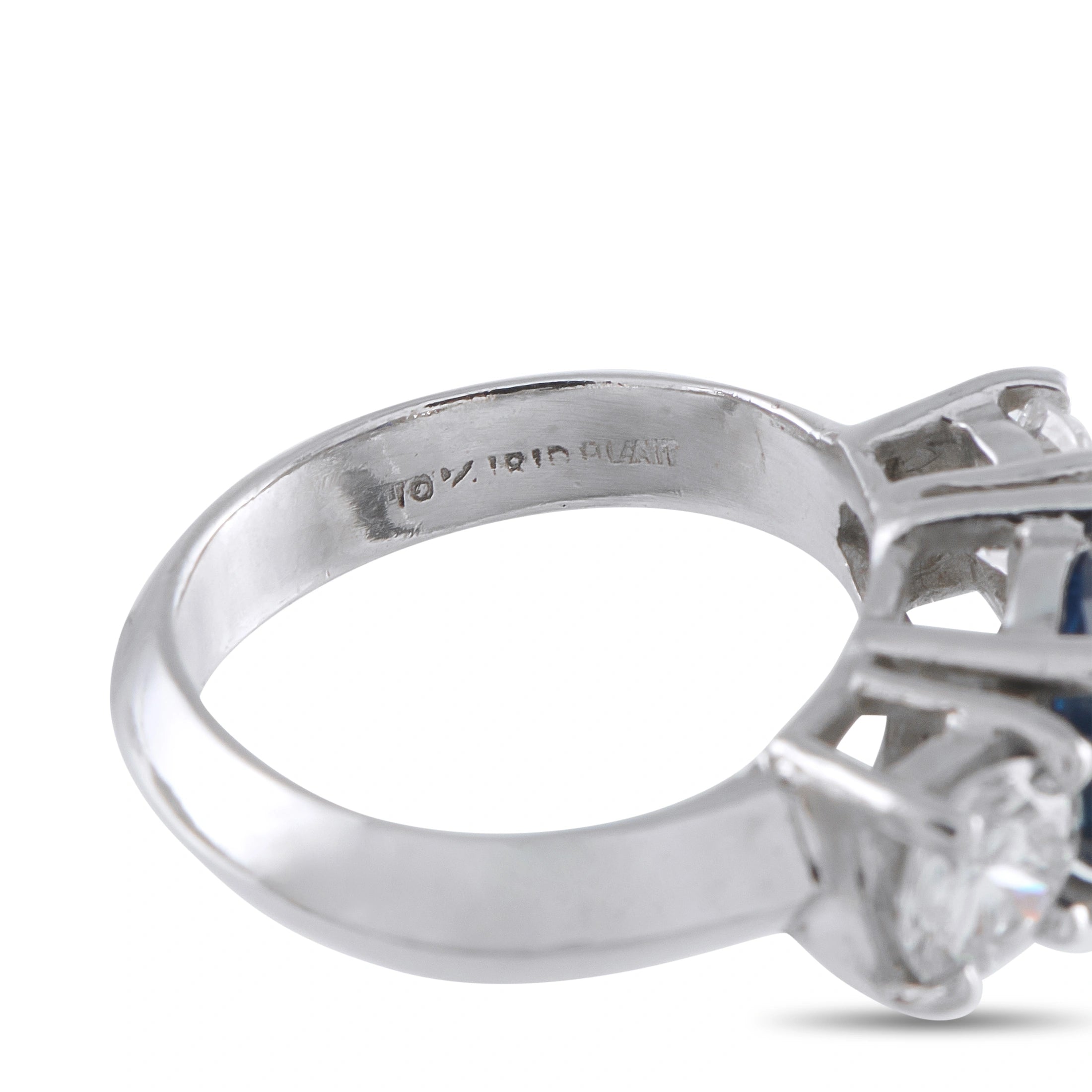 Platinum 0.98ct Diamond and Sapphire Three-Stone Ring