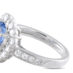 Platinum ring band with diamond-set shoulder and visible hallmark