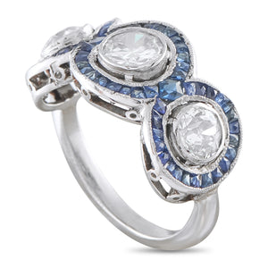 Platinum 1.60ct Diamond and Sapphire Ring