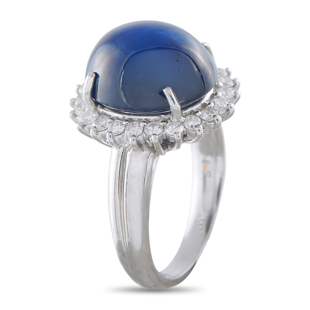 Platinum 0.62ct Diamond and Sapphire Ring