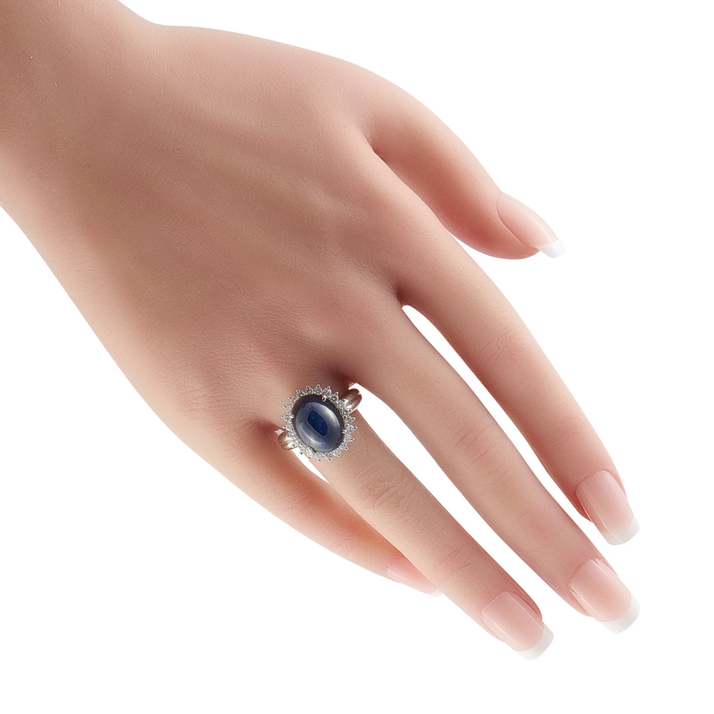 Platinum 0.62ct Diamond and Sapphire Ring