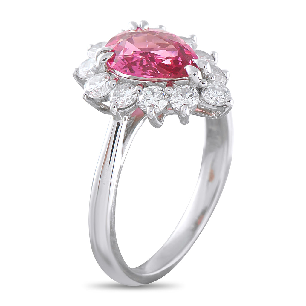 Platinum 0.77ct Diamond and Spinel Ring