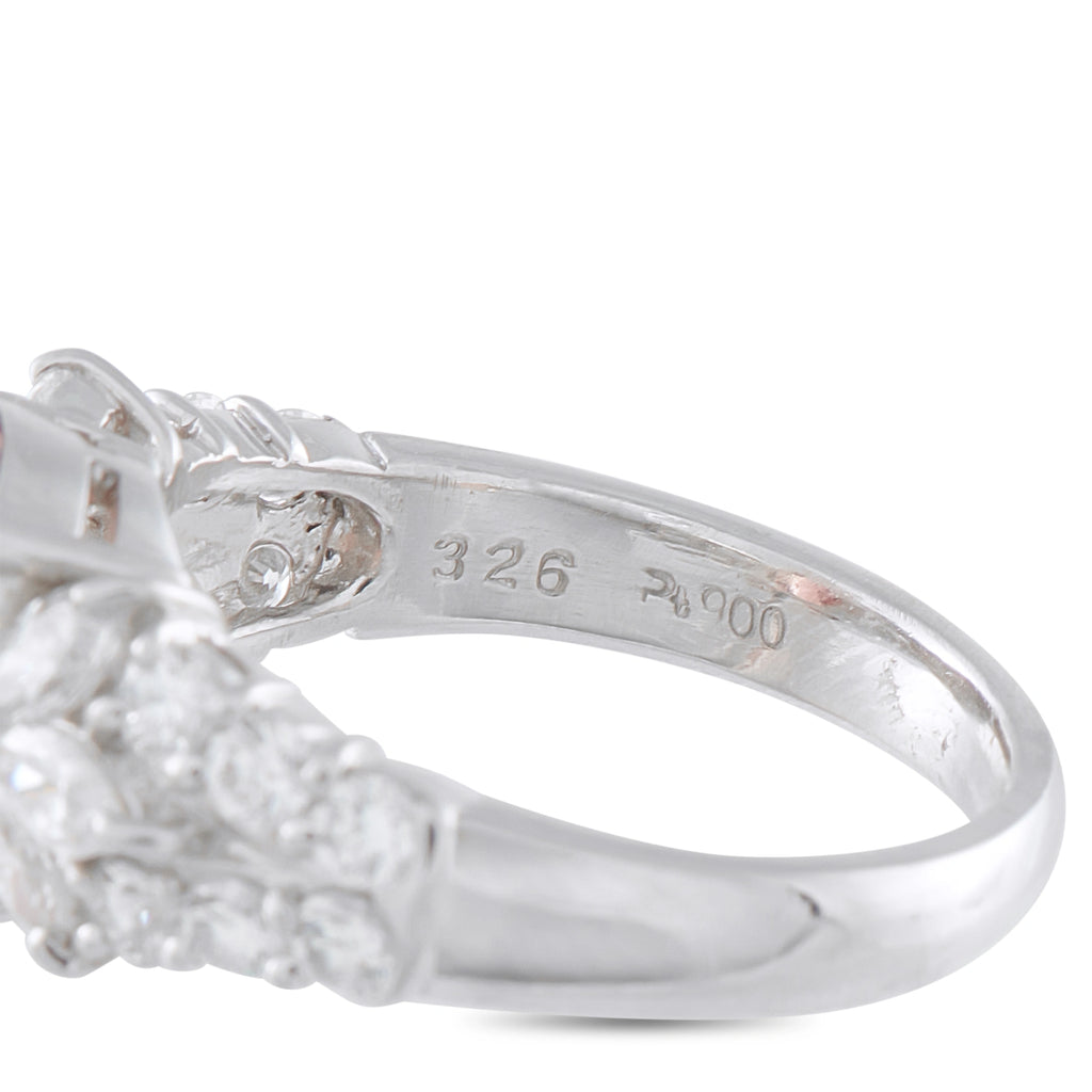 Close-up of the platinum ring band showing the 900 platinum stamp