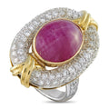 Platinum and 18K Yellow Gold 1.50ct Diamond and Star Ruby Ring