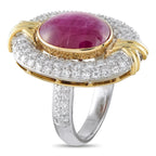 Platinum and 18K Yellow Gold 1.50ct Diamond and Star Ruby Ring