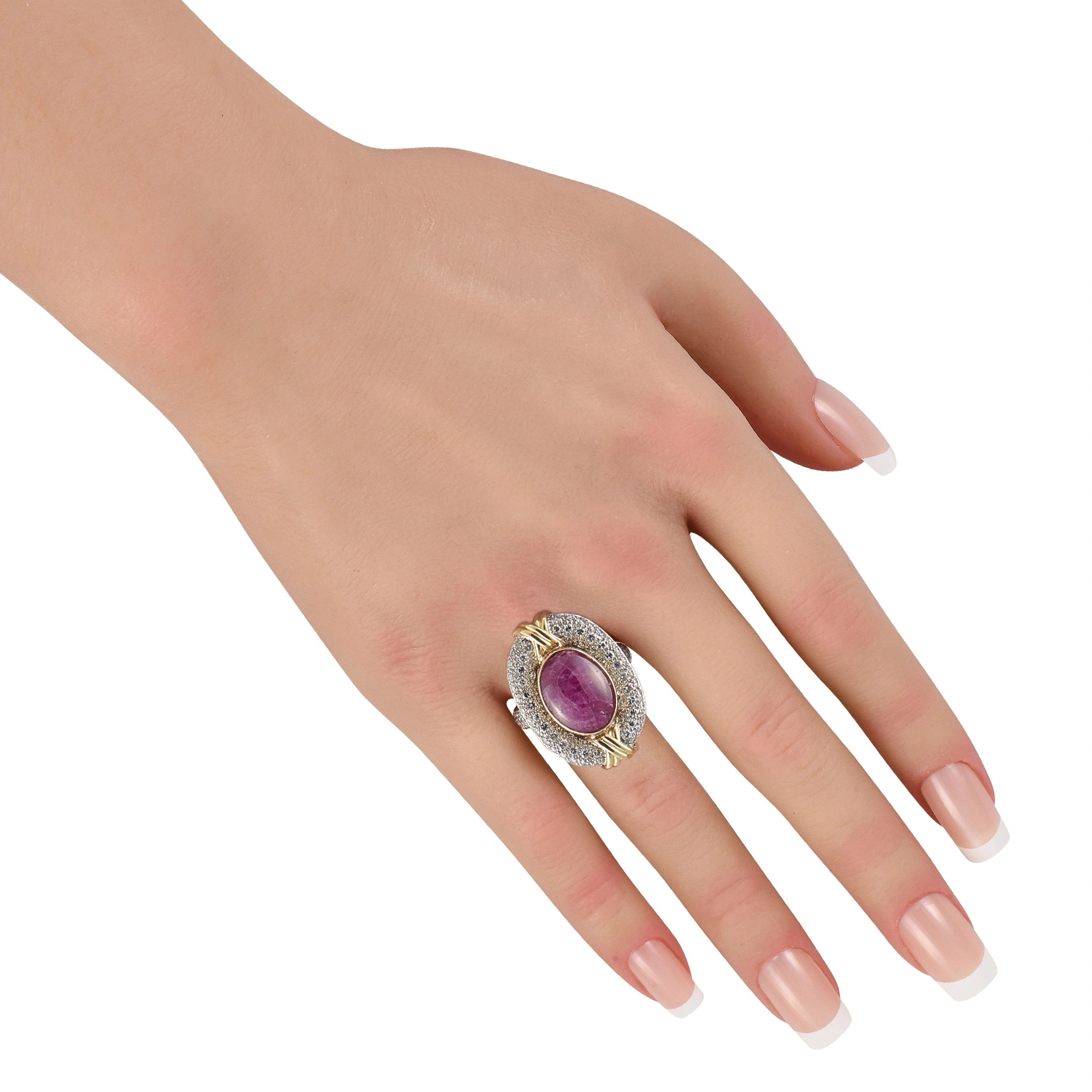 Platinum and 18K Yellow Gold 1.50ct Diamond and Star Ruby Ring