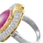 Platinum and 18K Yellow Gold 1.50ct Diamond and Star Ruby Ring