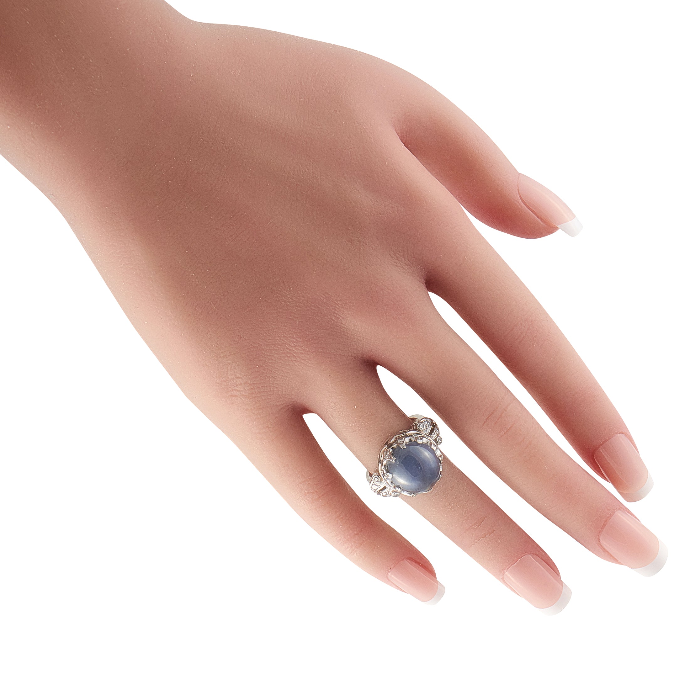 Platinum 0.20ct Diamond and Star Sapphire Art Deco Ring