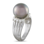Platinum 0.37ct Diamond and Tahitian Pearl Ring