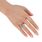 Platinum 0.37ct Diamond and Tahitian Pearl Ring