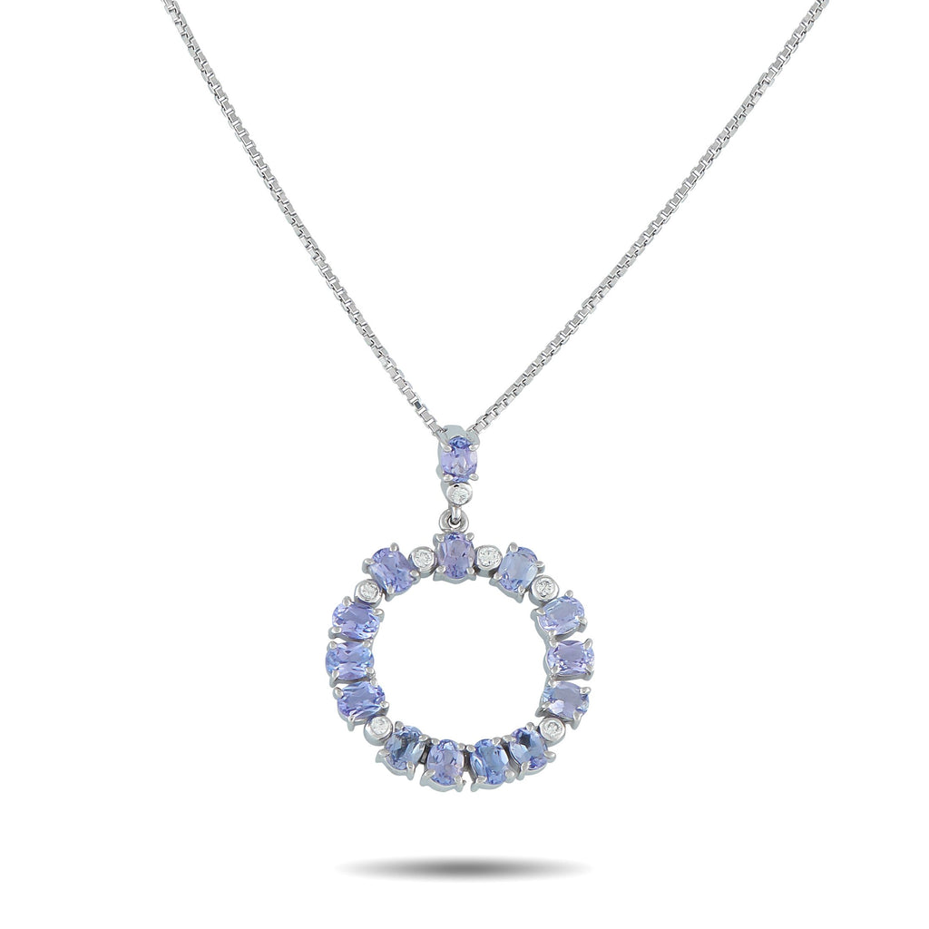 Exclusive Platinum 0.11ct Diamond and Tanzanite Necklace MF72-101525 – This necklace possesses an undeniable elegance