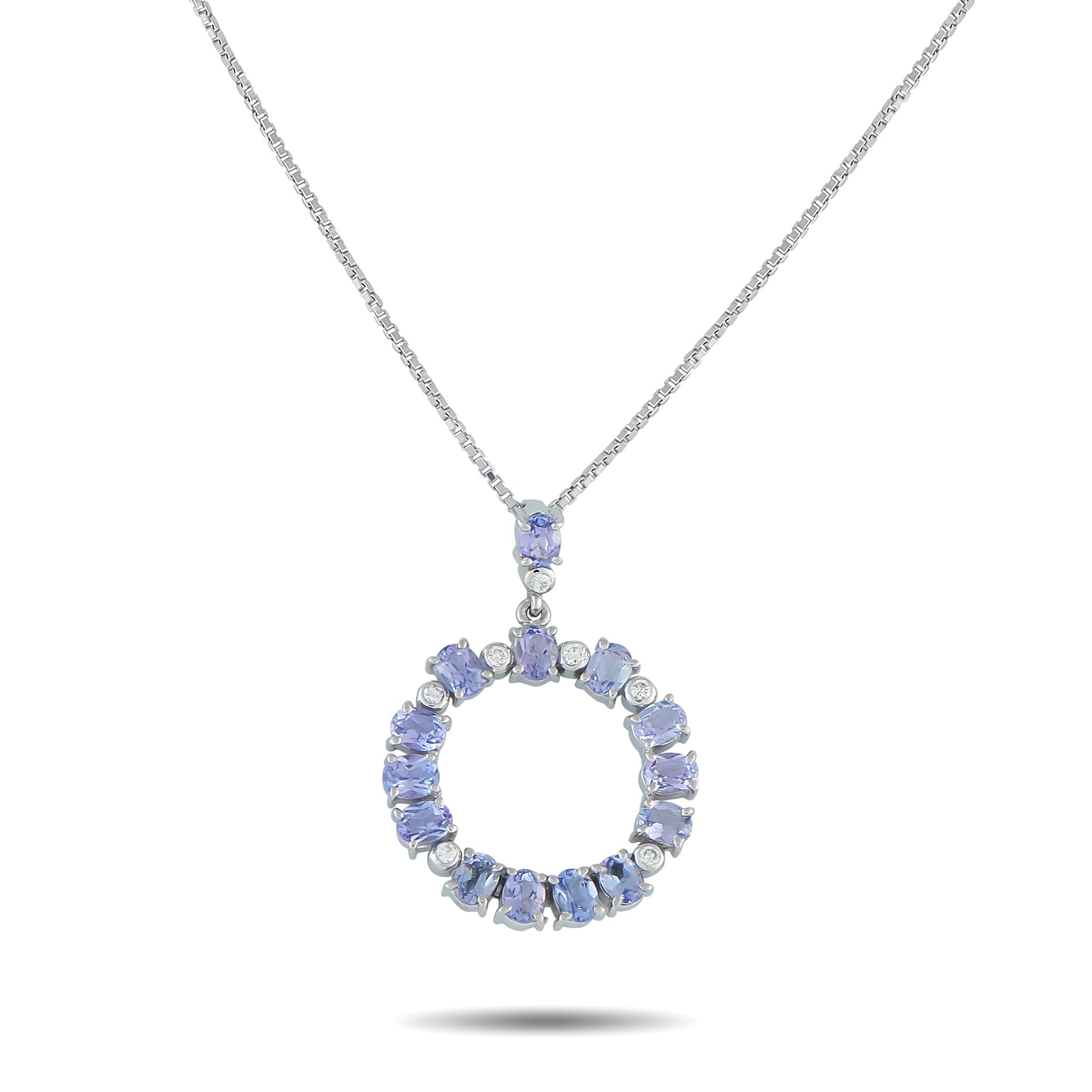Exclusive Platinum 0.11ct Diamond and Tanzanite Necklace MF72-101525 – This necklace possesses an undeniable elegance