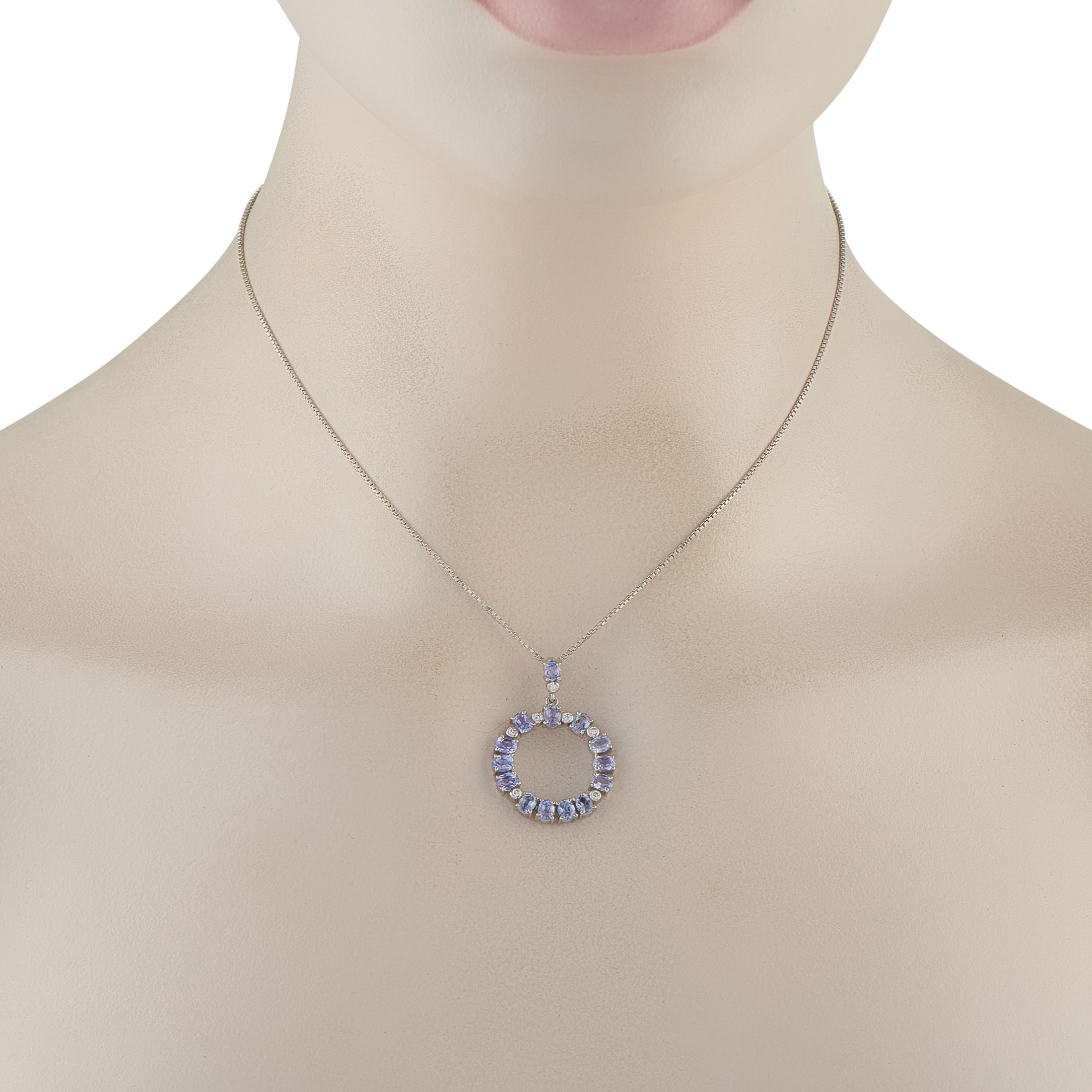 Exclusive Platinum 0.11ct Diamond and Tanzanite Necklace