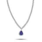 18K White Gold 10.03ct Diamond and Tanzanite Necklace