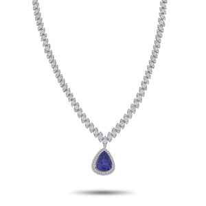 18K White Gold 10.03ct Diamond and Tanzanite Necklace