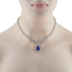 18K White Gold 10.03ct Diamond and Tanzanite Necklace
