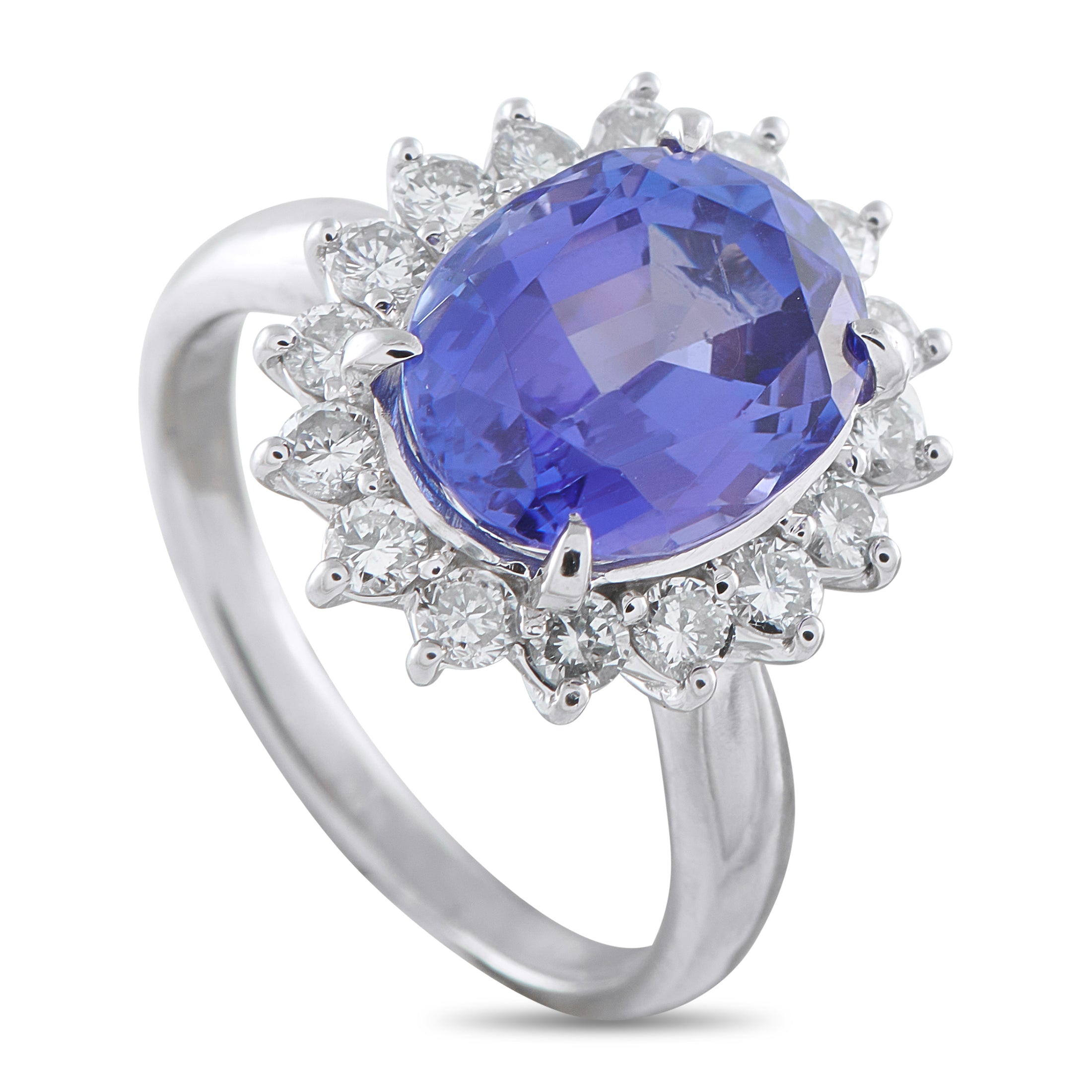 Platinum 0.82ct Diamond and Tanzanite Ring