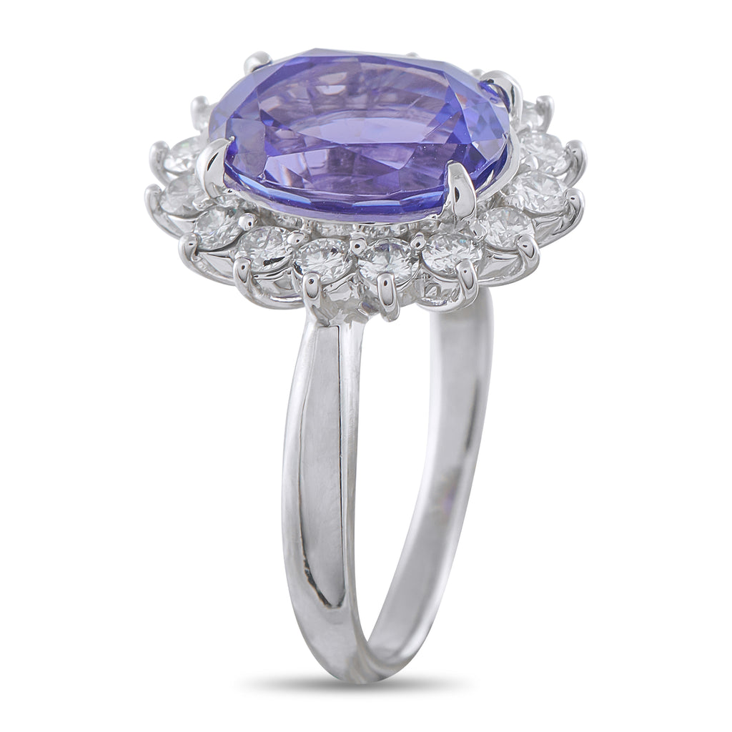 Platinum 0.82ct Diamond and Tanzanite Ring