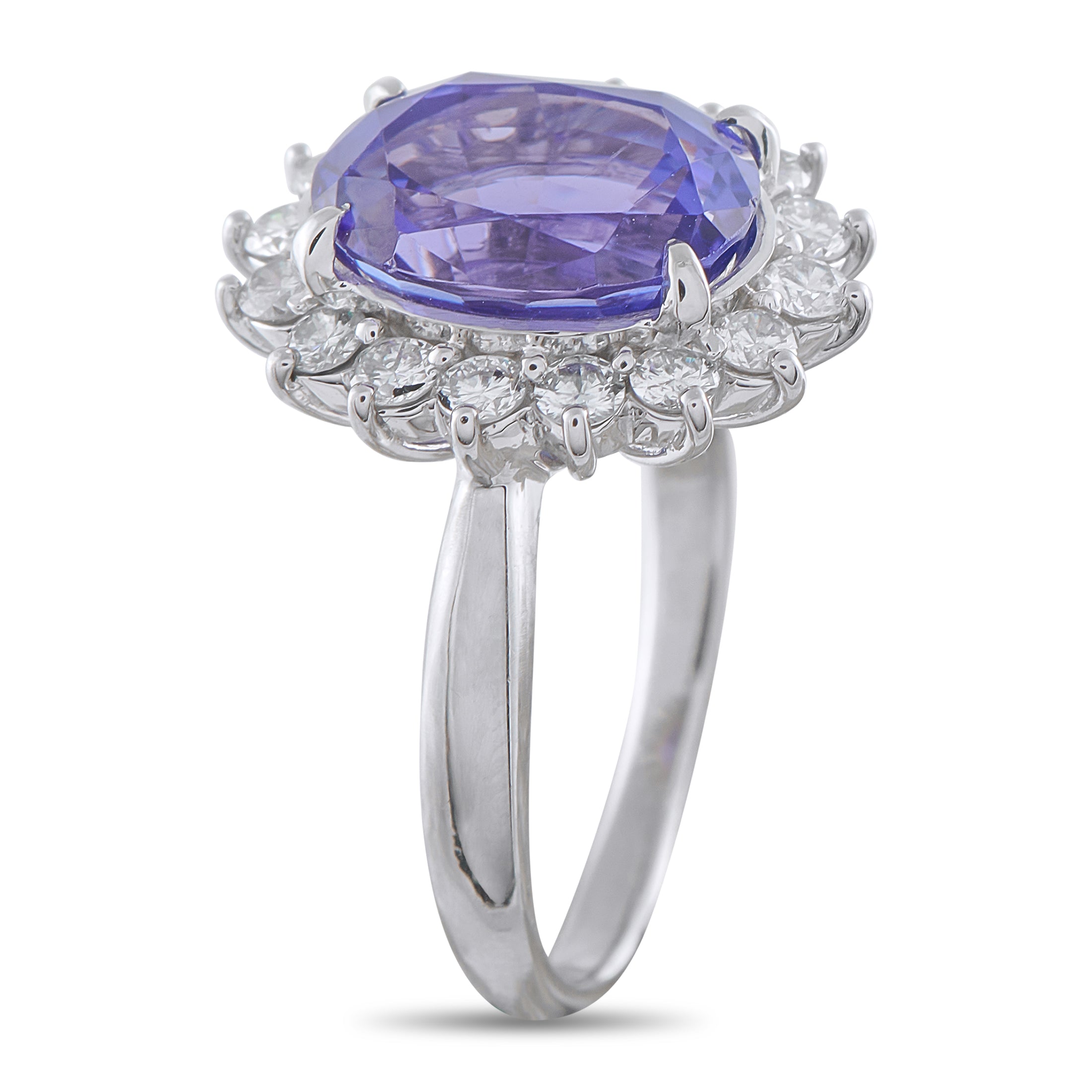 Platinum 0.82ct Diamond and Tanzanite Ring